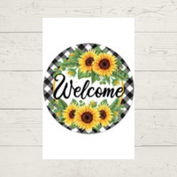 Welcome sunflower sign 8in metal sign